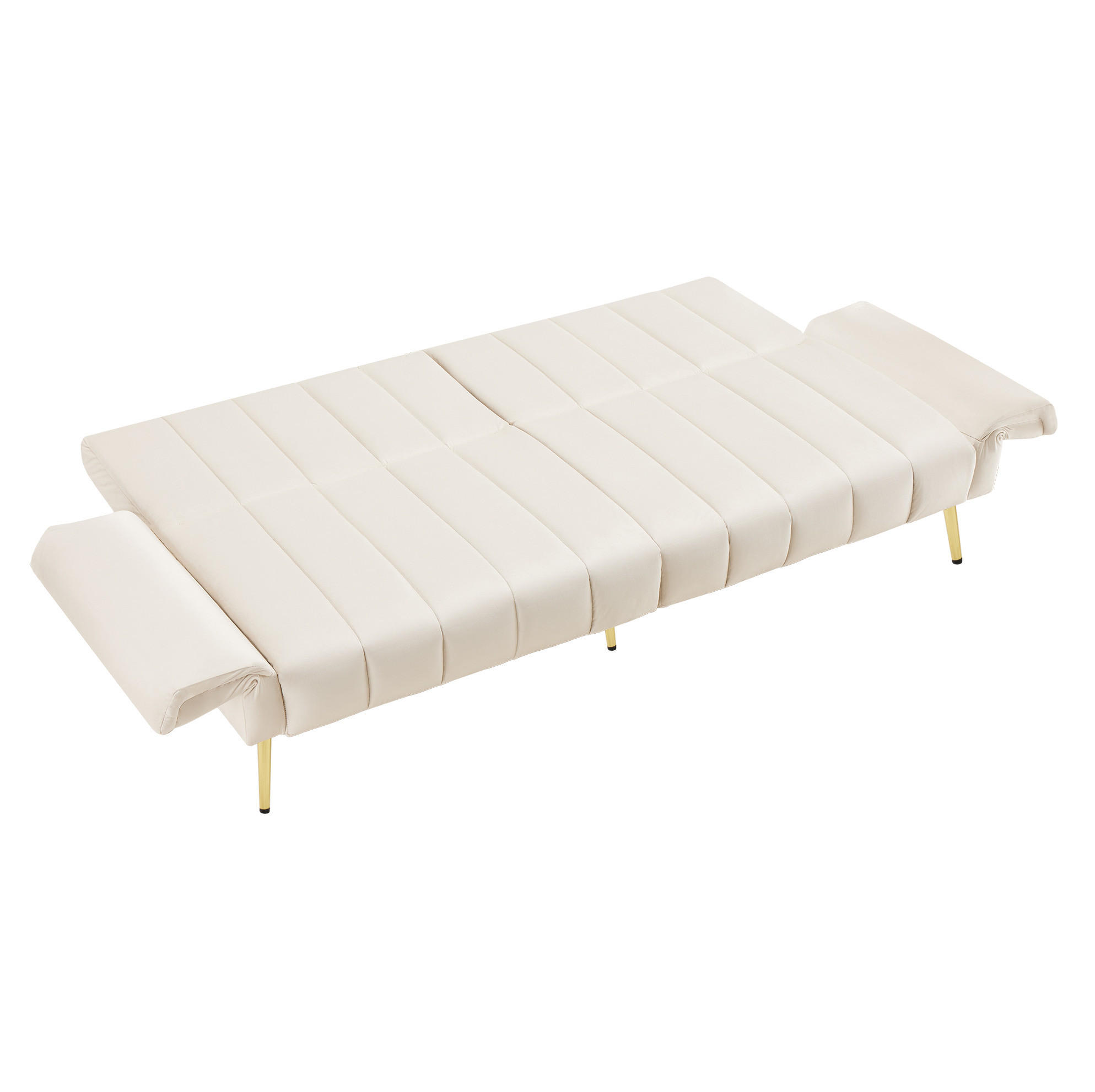 SCHLAFSOFA, Samt mit verstellbarer Rückenlehne & Armlehnen, 183/76/75 cm, Beige - Beige, Textil (76/75/183cm) - Redom