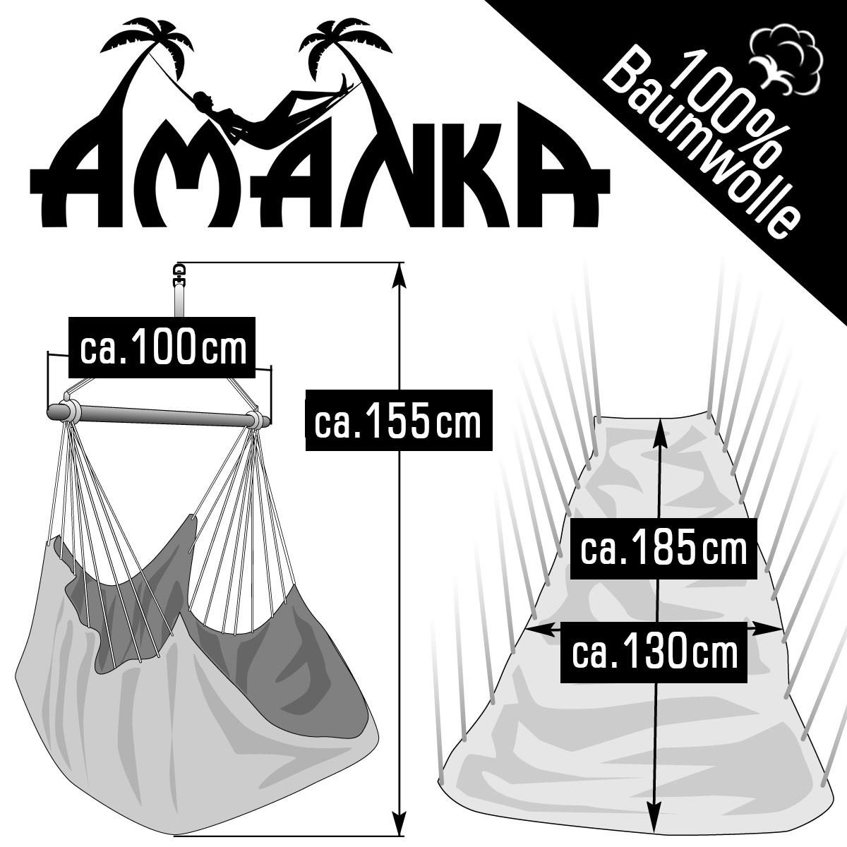 XXL HÄNGESESSEL 185/130 cm Belastbar bis 150 kg Rosa - Rosa, Textil (130/155/185cm) - Amanka