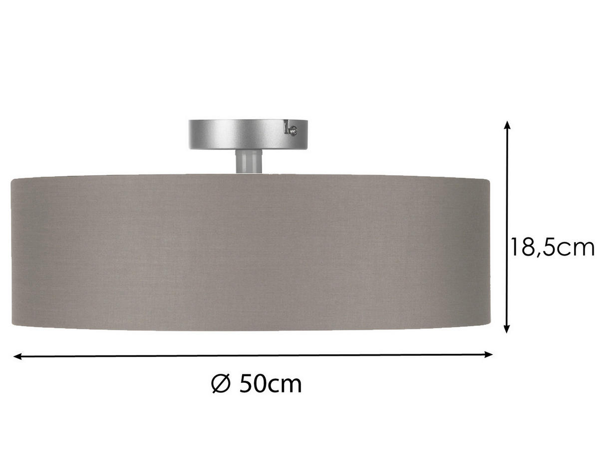 DECKENLAMPE Ø50cm, Lampenschirm Stoff Braun-Grau - Braun/Grau, Textil (50/50/19cm) - meineWunschleuchte