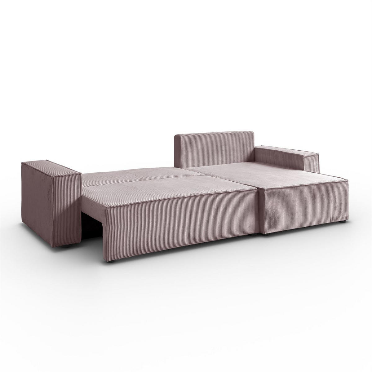 ECKSOFA Gepolstertes CARLO XL Cord mit Schlaffunktion und Bettkasten, Poso 27 - Rosa, Textil (277/143cm) - Lookway