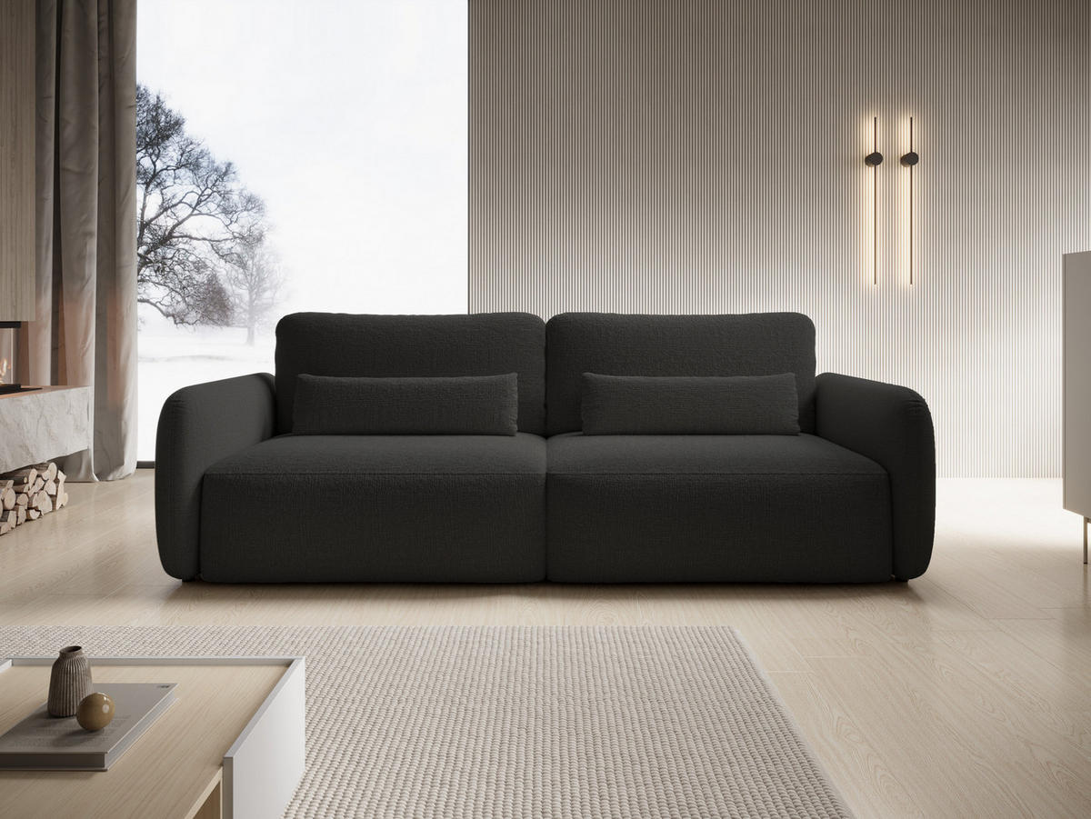 SCHLAFSOFA 240 cm Lumina, Chenille, Bettkasten, Dunkelgrau - Dunkelgrau, Holz (238/87/103cm) - Emporius