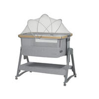 BEISTELLBETT Nanna 2 grau 100 x 48 cm, Schaukelstäbe, Anti-Reflux, Moskitonetz, Räder mit Bremse - Grau, Metall (48/100cm) - Kikka boo