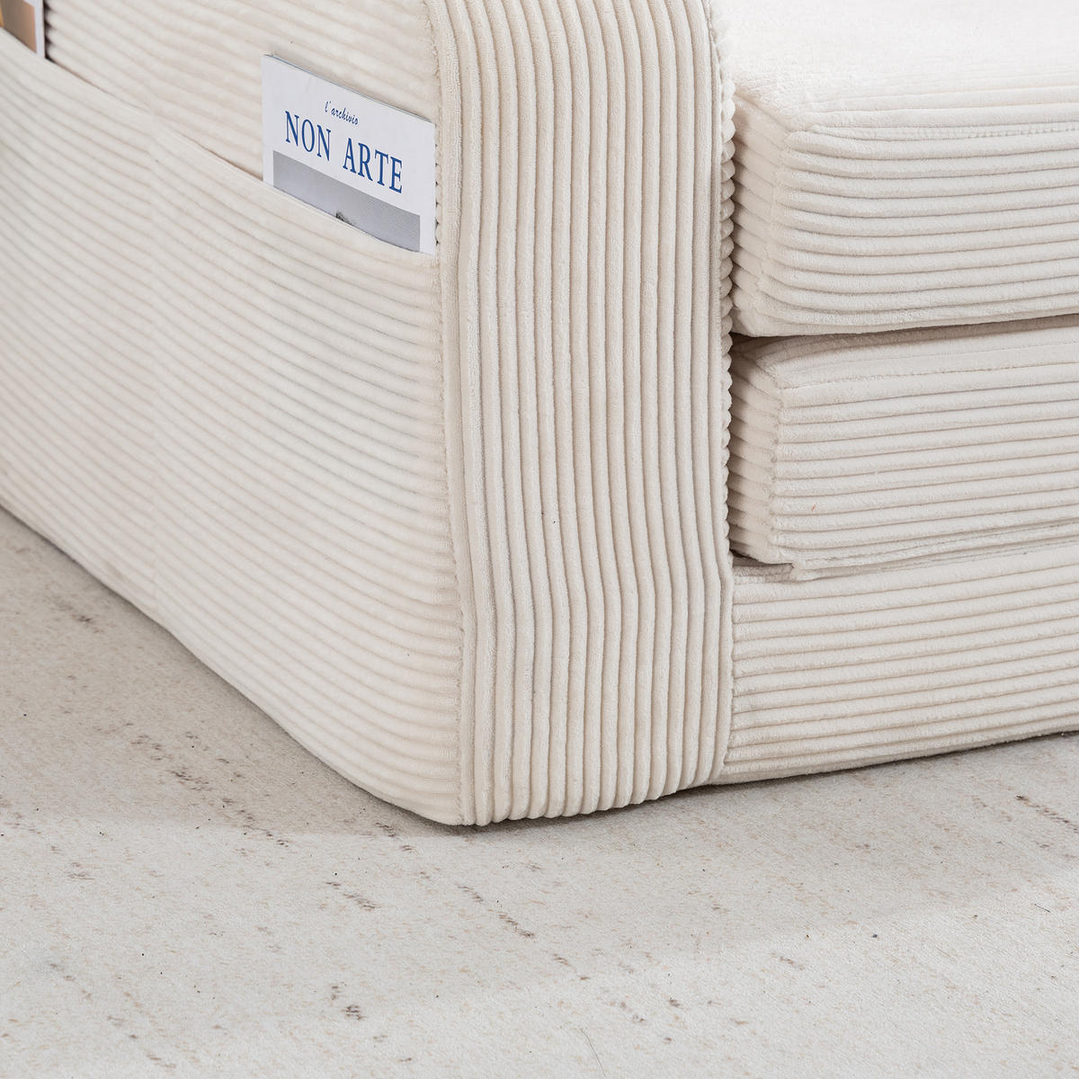 2-SITZER SOFA Cord Beige mit Getränkehaltern und Seitentaschen - Beige, Textil (136/82.5/80cm) - WISHDOR