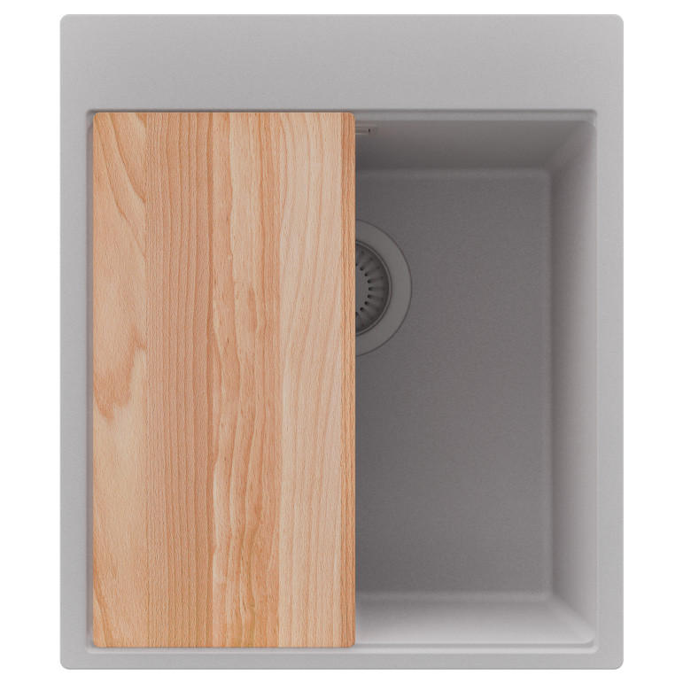 SPÜLBECKEN Oslo, 2-er set Grau 43/50 cm 1 Becken + Ablauf-Set + Schneidebrett ab 45er Unterschrank - Beige/Grau, Kunststoff (43/20/50cm) - Primagran