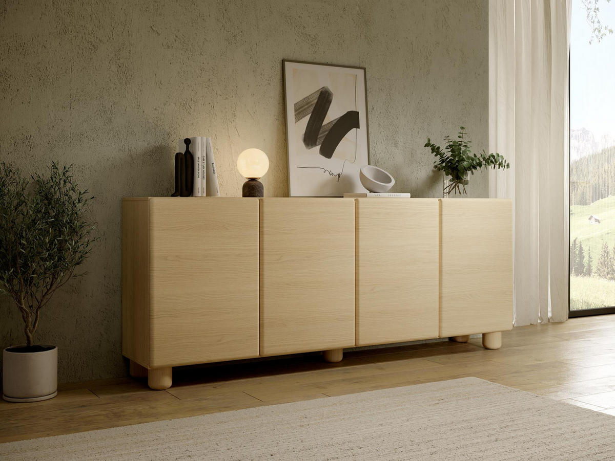 SIDEBOARD Olmo Vicenza Eiche, vierürige Kommode, breite - Alteiche, Holzwerkstoff (200/80/38cm) - Bettso