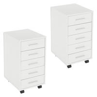ROLLCONTAINER 2er Set - Weiß, Holzwerkstoff (38/63.5/33cm) - ML-DESIGN