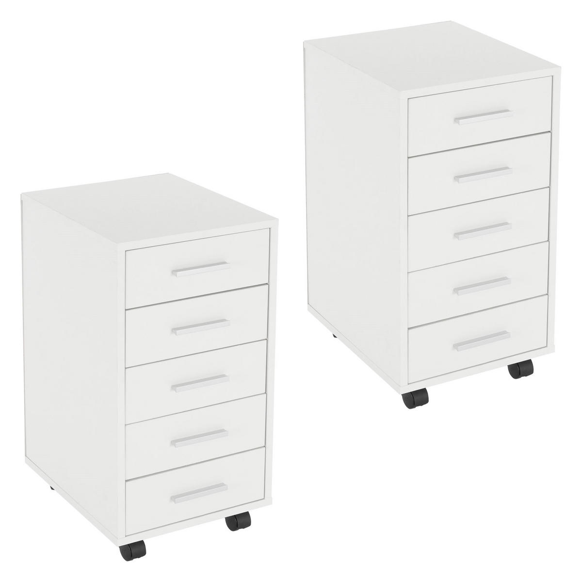 ROLLCONTAINER 2er Set - Weiß, Holzwerkstoff (38/63.5/33cm) - ML-DESIGN