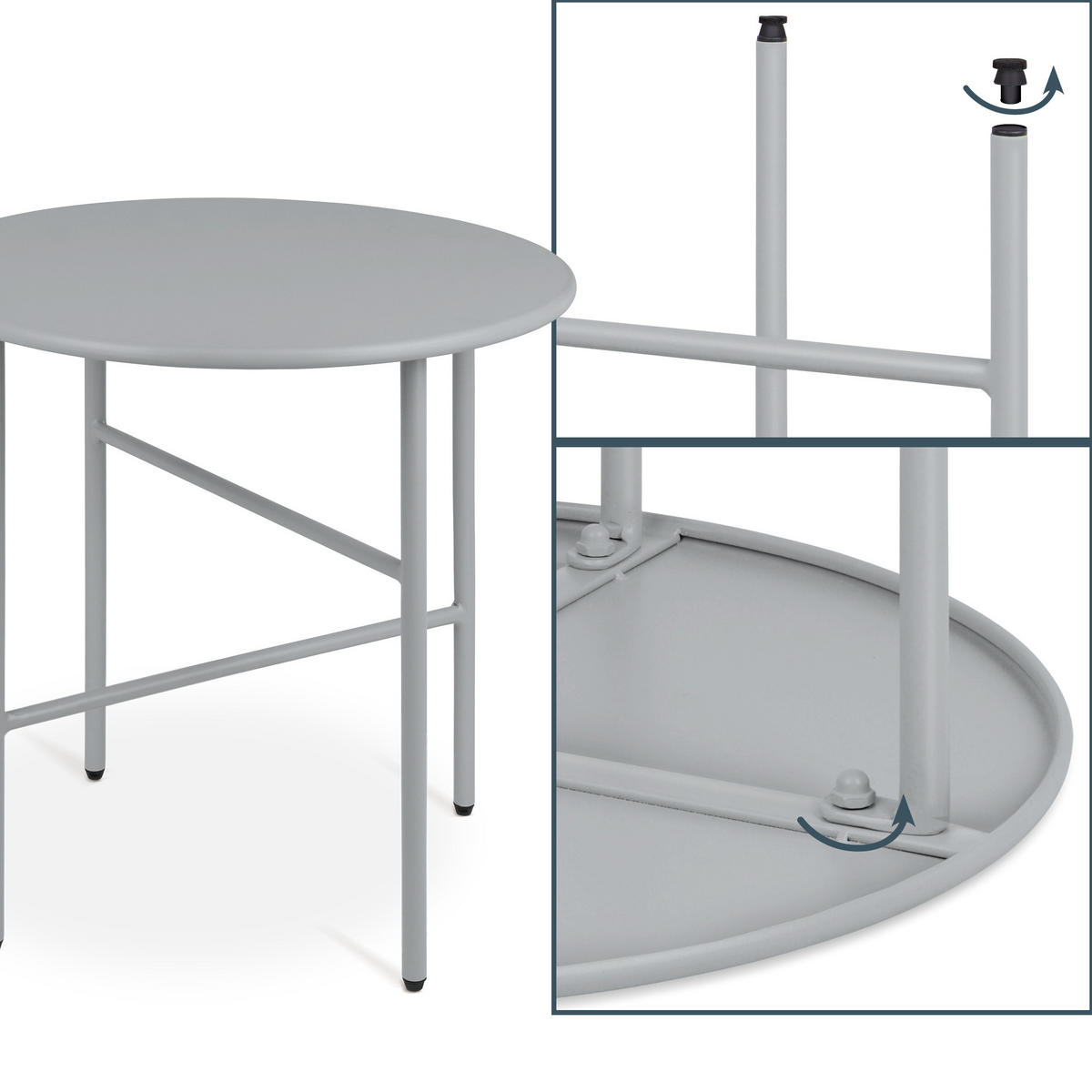 BEISTELLTISCH Finn Ø 44/46 cm Grau - Grau, Metall (44/44/46cm) - BoMoe