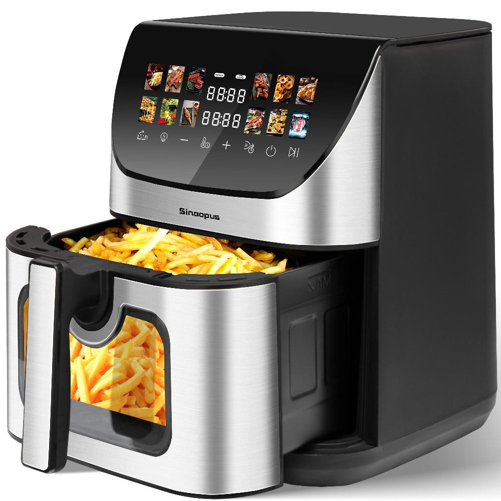 FRITTEUSE XXL 8,5L mit Sichtfenster, Farbdisplay, 12 Programme, 41,4/31/34,8 cm - Schwarz, Kunststoff (31/34.8/41.4cm) - Rolipo
