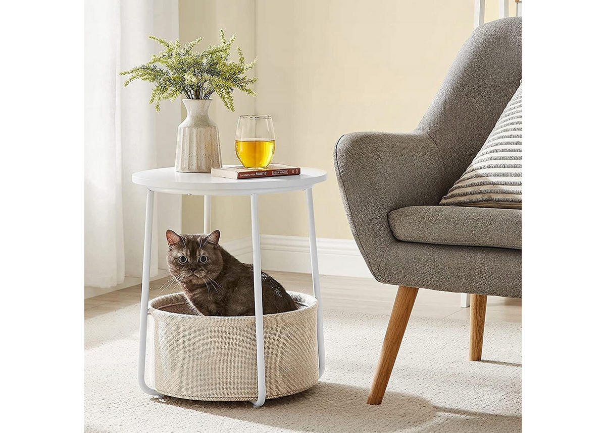 BEISTELLTISCH mit Korb - Weiß, Metall (45/45/50cm) - A2A Home