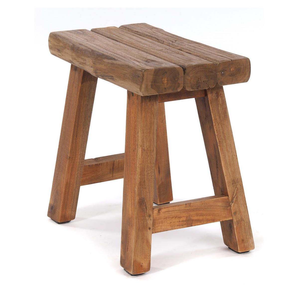 SITZHOCKER Rustic Teakholz massiv 01 natur-vintage - Naturfarben, Holz (42/41/29cm) - DESIGN DELIGHTS