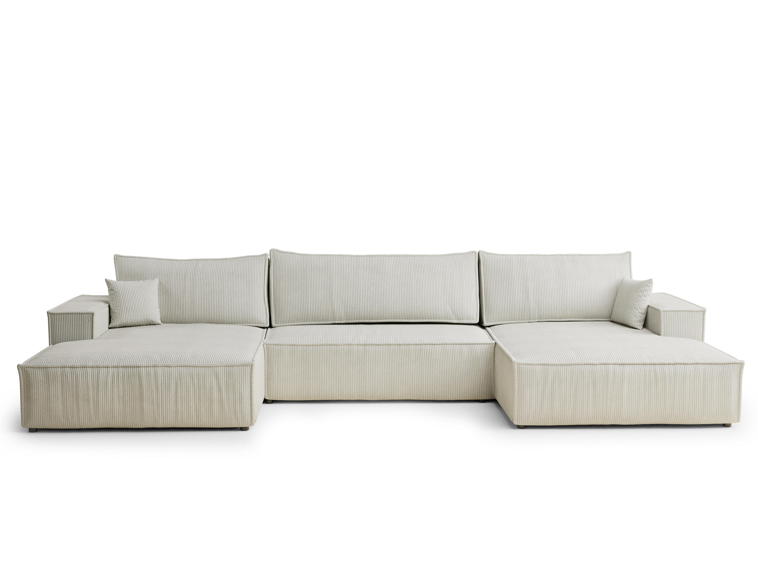 WOHNLANDSCHAFT Kyoto Creme Samtstoff - Creme/Schwarz, Holz/Holzwerkstoff (398/70/148cm) - Maison de Reve