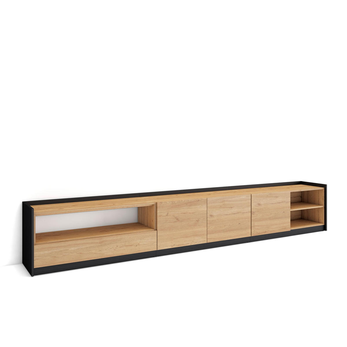 TV-SCHRANK, Lowboard, Eiche Schwarz, 310/37/50cm - Eichefarben, Holzwerkstoff (310/50/37cm) - Skraut Home
