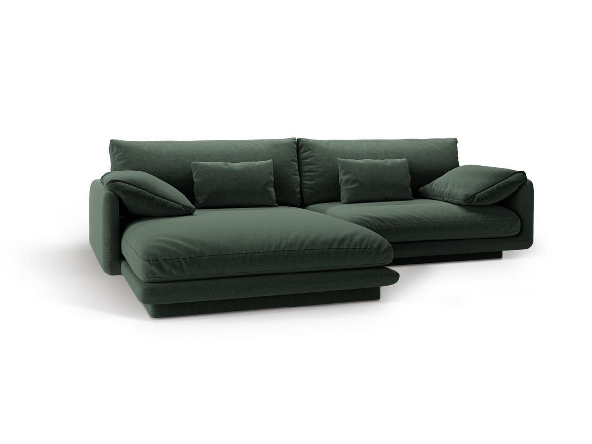 ECKSOFA links Torino aus strukturiertem Stoff moosgrün 4 Sitzplätze - Salbeigrün, Textil (170/250cm) - Micadoni
