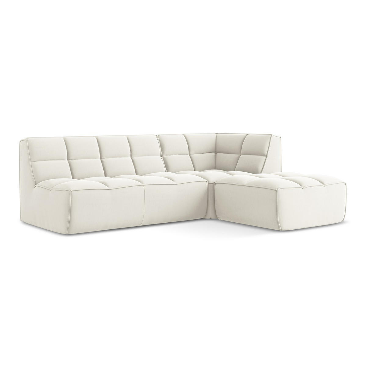 ECKSOFA Beidseitig Samt Stoff Beige - Beige/Creme, Kunststoff/Textil (258/178cm) - LaMiaSofa