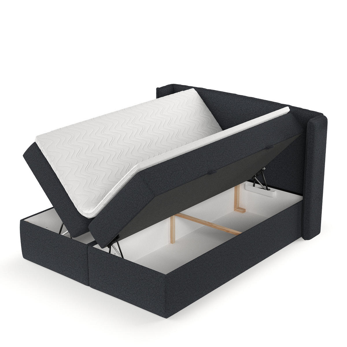 BOXBETT Viva 160/200 cm Anthrazit im Riva Stoff - Anthrazit/Schwarz, Holz/Holzwerkstoff (160/200cm) - AltaBeds