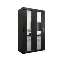 SCHWEBETÜRENSCHRANK 200/120/62 2-türig - Silberfarben/Schwarz, Holz/Kunststoff (120/200/62cm) - MÖBEL KRYSPOL