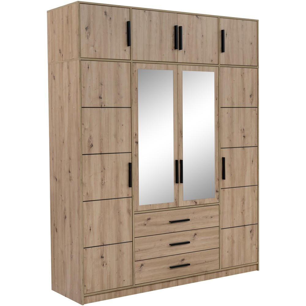 Beautysofa Drehtürenschrank Eiche Artisan 200x245x58 cm