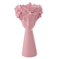 BLUMENTOPF KOPF Rosa - Rosa, Glas/Naturmaterialien (23/40.8cm) - J-Line