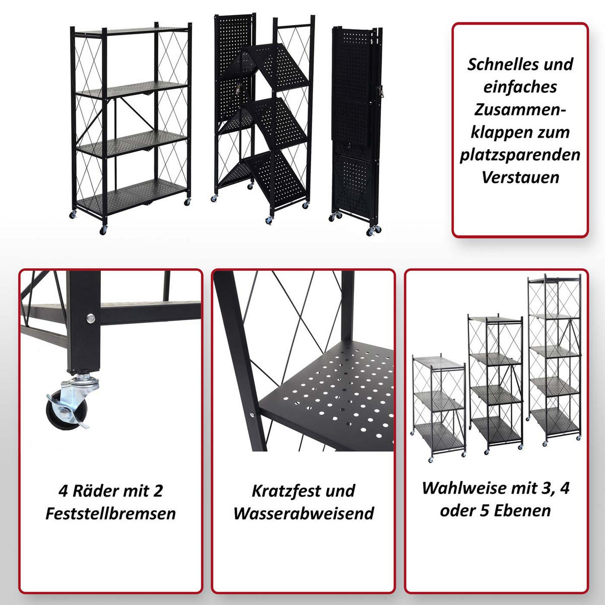 REGAL KLAPPBAR Schwarz - Schwarz, Metall (71/126/36cm) - MCW