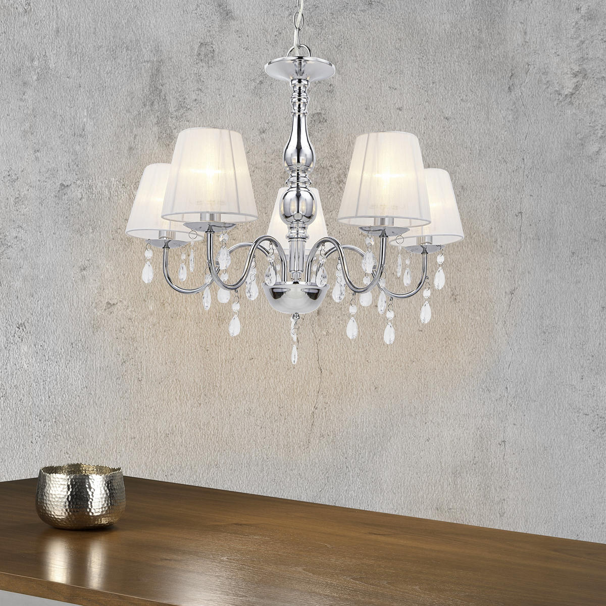 KRONLEUCHTER lsabelle - Weiß, Metall (54/54/45cm) - lux.pro