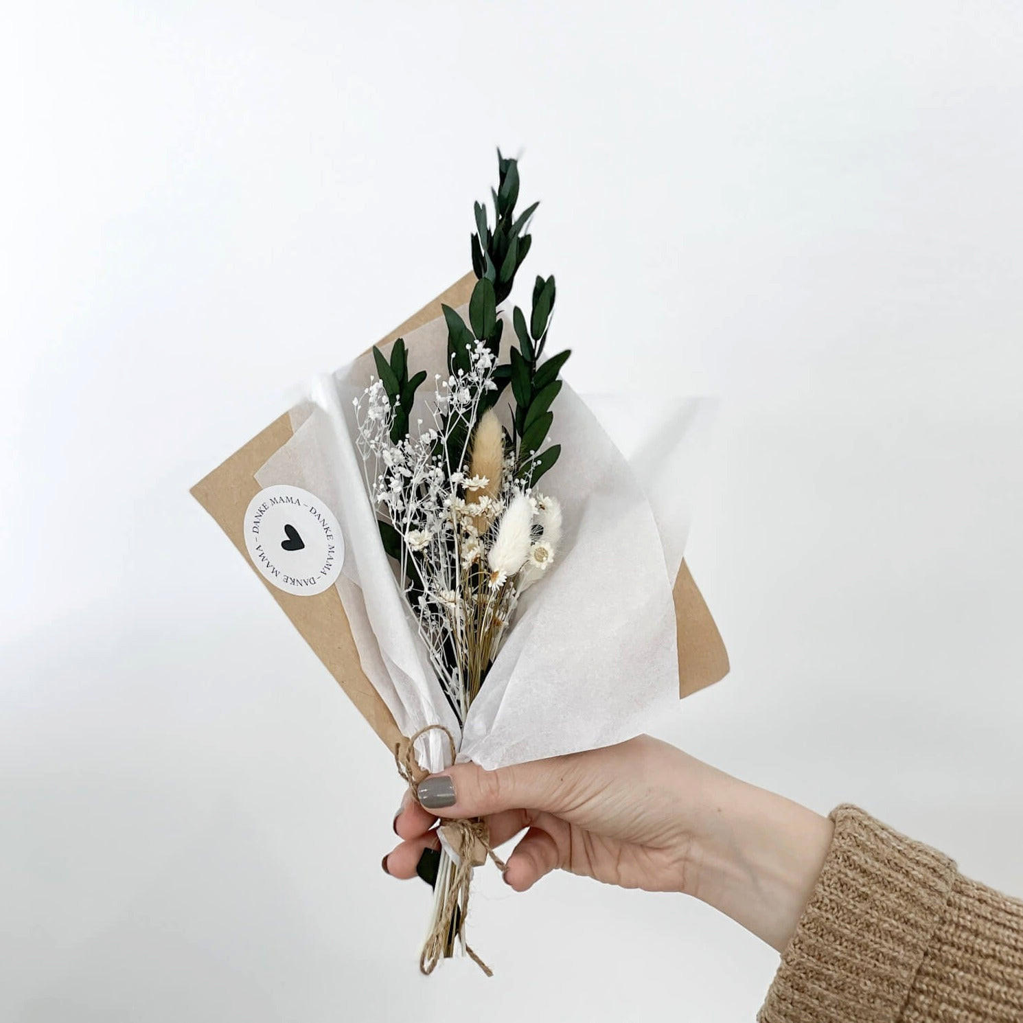 TROCKENBLUMENSTRAUSS Mini grün - grün - Grün, Naturmaterialien (30cm) - Lykke & You