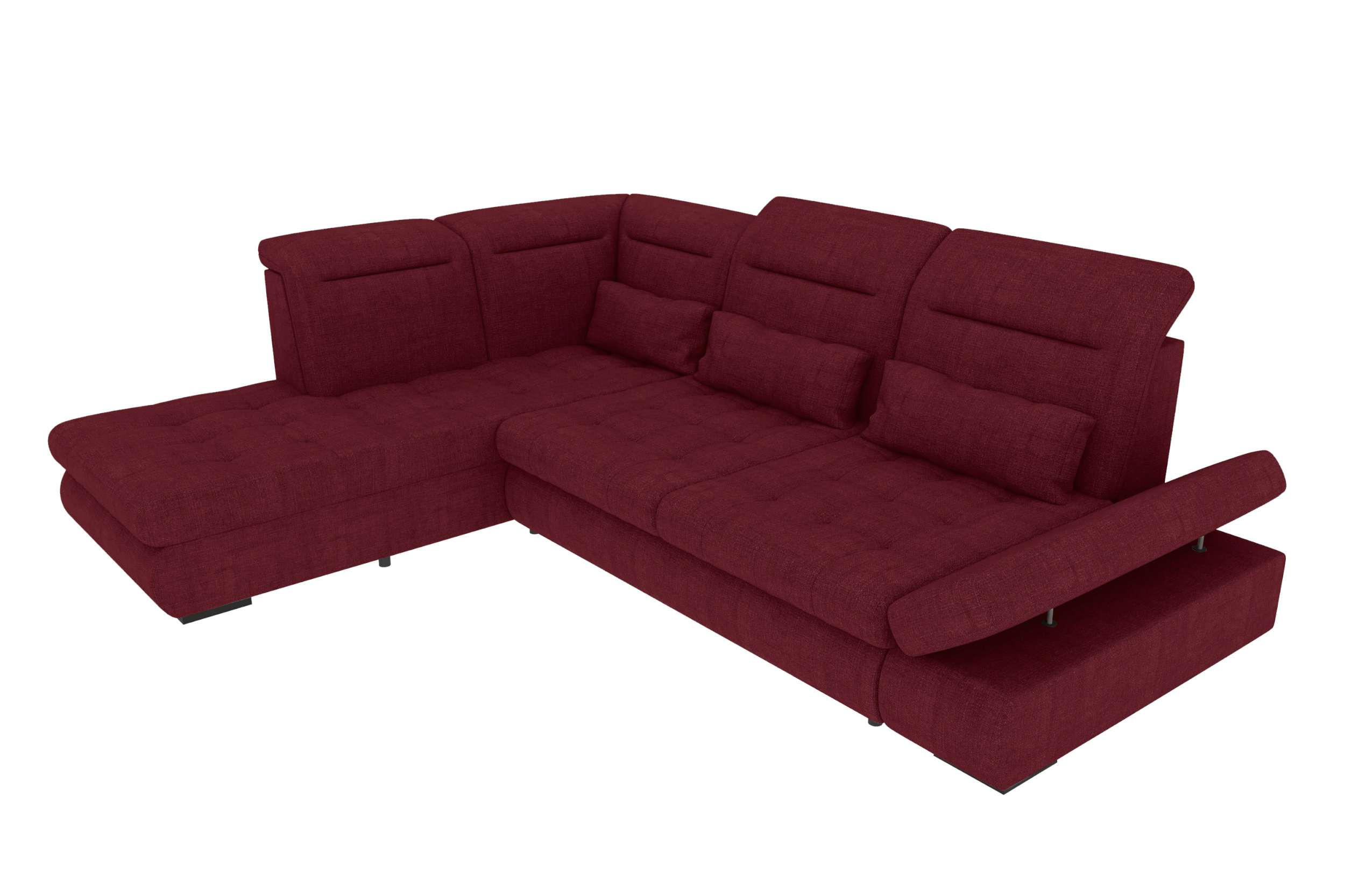 ECKSOFA Toscana Velours inkl. Schlaffunktion - Bordeaux, Textil (227/279cm) - 99rooms