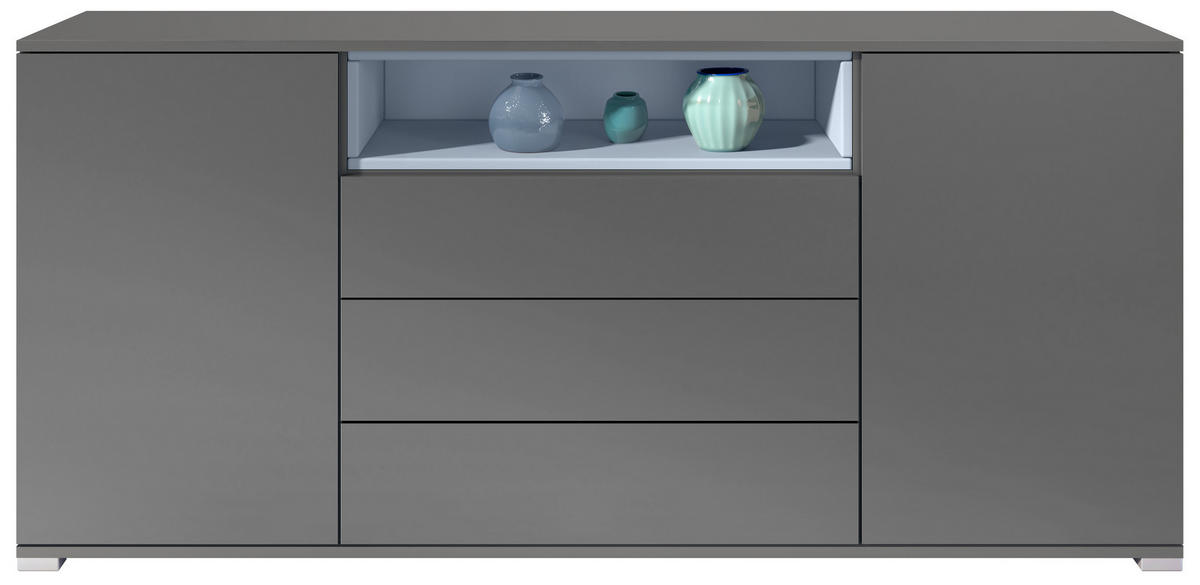 SIDEBOARD Skadu Denim matt - Pastellblau, Holzwerkstoff (166.5/75.5/35cm) - Vladon