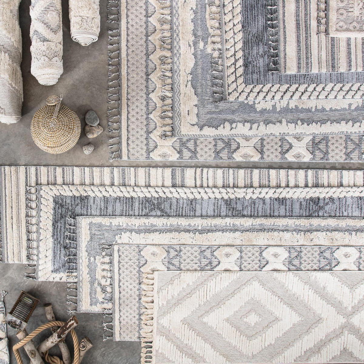 KURZFLOR-TEPPICH Valencia 813 Creme/ Graublau 80x300 cm - Creme, Textil (80/300cm) - carpet city