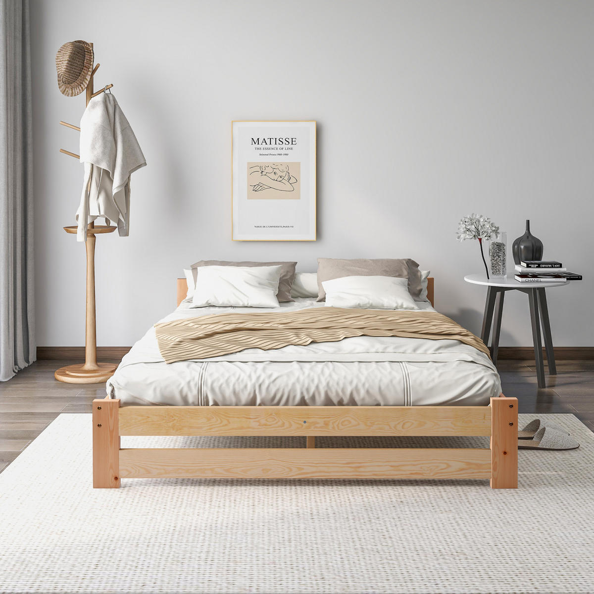 HOLZBETT 140x200 cm mit Kopfteil, Lattenrost, Naturholz - Naturfarben, Holz (140/200cm)