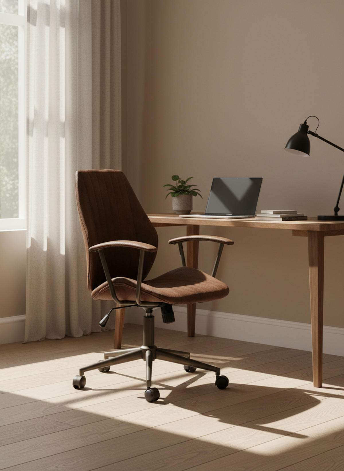BÜROSTUHL Nyro cognac - Cognac/Schwarz, Metall (69/107/61cm) - TPFLiving