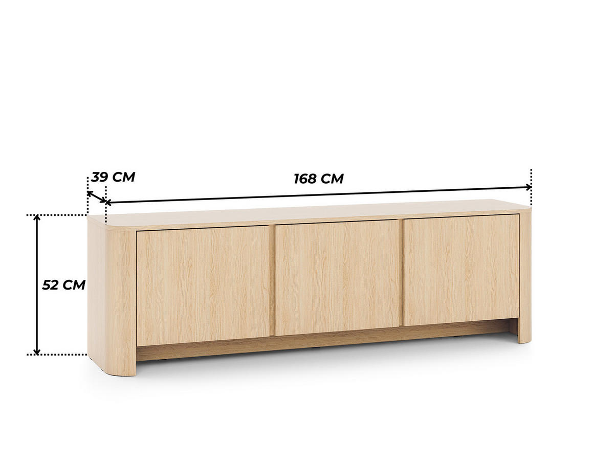 ABGERUNDETES TV-Board AURA RTV3D (Eiche Vicenza, Push to Open) - Eichefarben, Holz/Holzwerkstoff (168/52/39cm) - Ravio