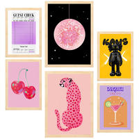 POSTER Set Mit 6 Kaws Moderne KunstA3 & A4 Rahmen Aus Hellem Holz - Beige, Papier (29/3cm) - Nacnic