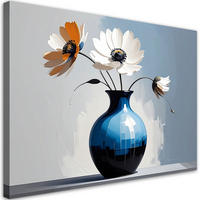 WANDBILD, Weiße Blumen in einer blauen Vase - Blau, Textil (45/30cm) - Feeby