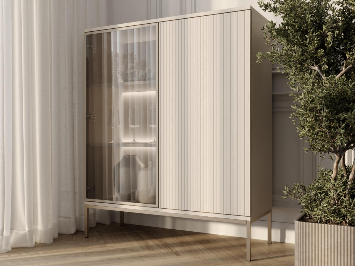 VITRINE Kaschmir 104/126/39 cm Deo - Kaschmir/Champagner, Naturmaterialien/Glas (104/126/39cm) - Graingold