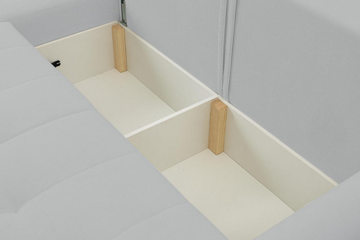 ECKSOFA Sprento Hellgrau, aus Boucle-Stoff, mit Schlaffunktion und Bettzeugfach - Hellgrau, Holzwerkstoff/Textil (230/149cm) - Bettso