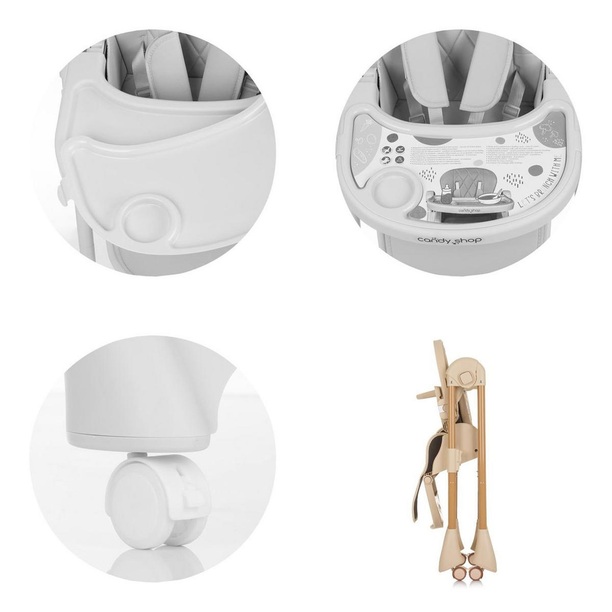 HOCHSTUHL Candy Shop beige 4 Räder, verstellbar, Fußstütze, faltbar - Beige, Kunststoff (49/96/83cm) - Chipolino