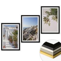 WANDBILDER 3er-Set - 40x60 cm Schwarzer Rahmen - Weiße Treppe mit Blick auf Santorini - Schwarz, Kunststoff (40/60cm) - ArtPrintCave
