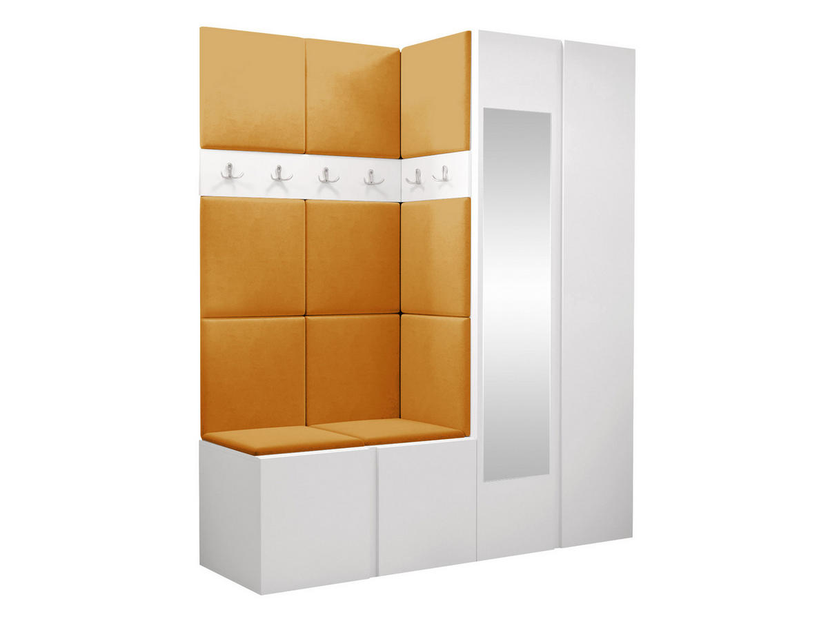 GARDEROBEN-SET Orion XII - Weiß/Orange, Holzwerkstoff/Kunststoff (158/186/46cm) - MIRJAN24