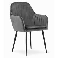 ESSZIMMERSTUHL LUGO dunkelgrauer Sitz, schwarze Beine - Dunkelgrau/Schwarz, Textil (57.5/86.5/56.5cm) - Valora