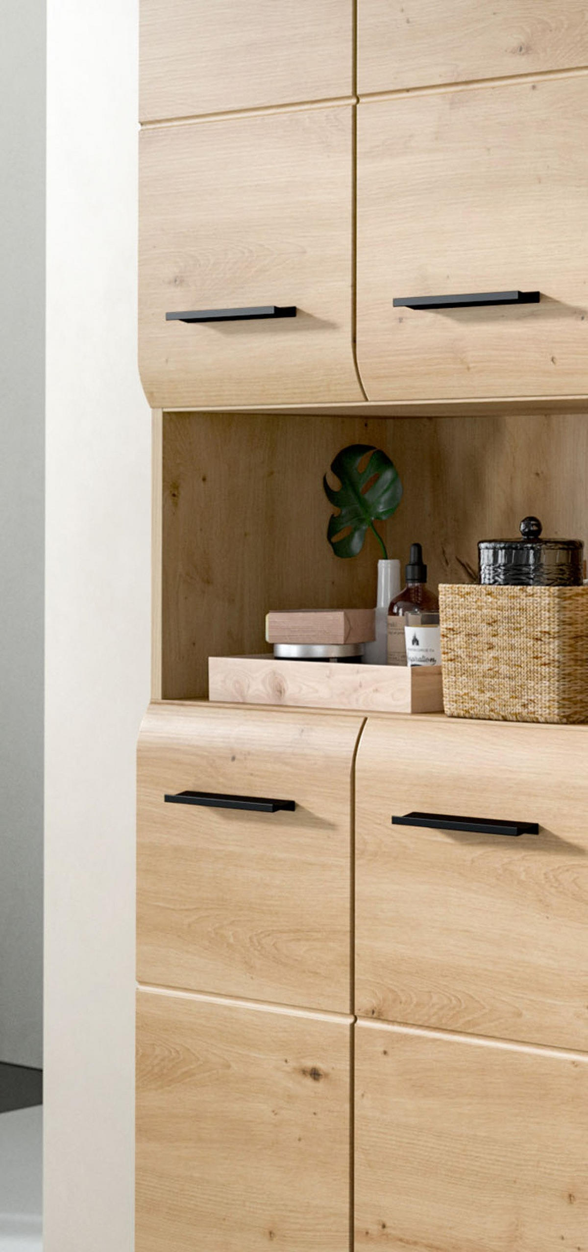 BADEZIMMERSCHRÄNKE Eiche Artisan, 2x Mehrzweckschrank 180 cm, viel Stauraum, Cover - Schwarz/Eiche Artisan, Holzwerkstoff/Kunststoff (180/185/30cm) - Inn.Furn