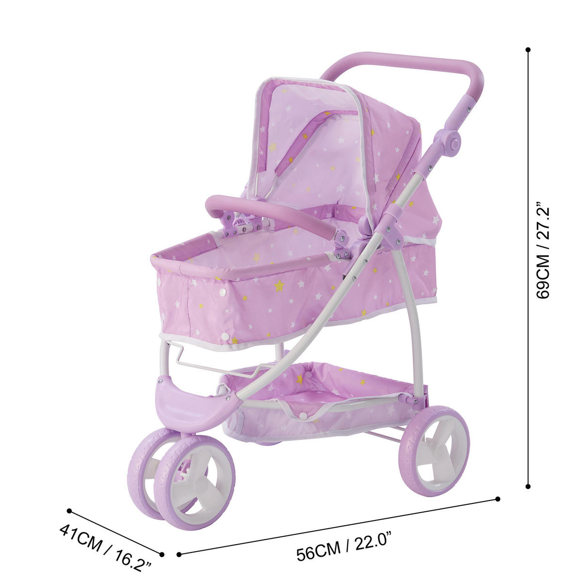 PUPPENWAGEN 2-in-1, Lila, 69cm - Lila, Kunststoff (41.3/69.2/55.9cm) - Teamson Kids
