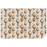 KINDERTAPETE - Safari - Heißluftballons - Taupe - 400x260 cm - Beige, Papier (400/260cm) - OnlyWow