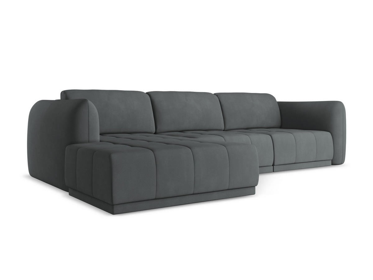 ECKSOFA Links Chenille Stoff Grau - Schwarz/Graphitfarben, Kunststoff/Textil (170/290cm) - Makamii
