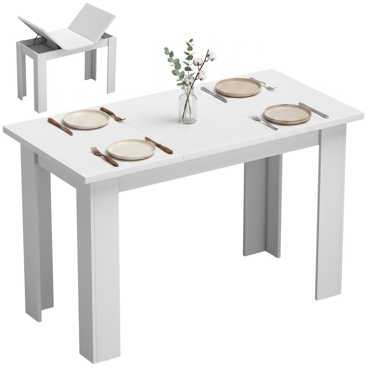 ESSTISCH Weiß 120.0/60.0/75.5 - Weiß, Holzwerkstoff (120/60/75.5cm)