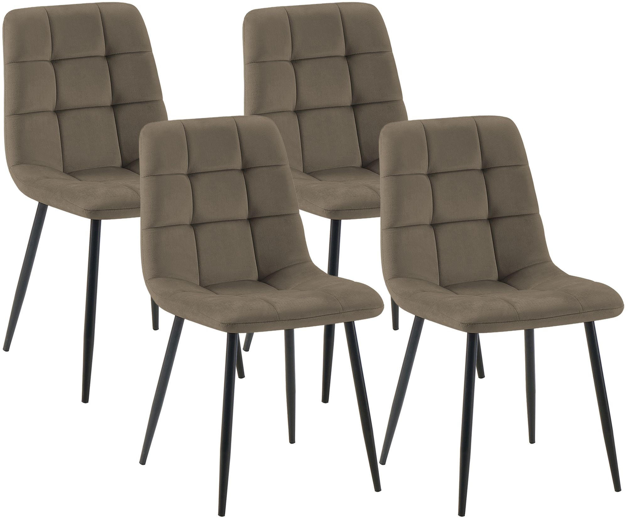 STUHL 4er Set Samt Taupe - Taupe/Schwarz, Textil/Metall (45/84/55cm) - CLP