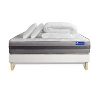 BETT Actiflex relax Taschenfederkern und Memory-Schaum 140 x 200 cm h1 - Kit Bettgestell Weiß - Mit Kissen und Bettdecke - Beige/Weiß, Karton/Holz (140/200cm) - ACTISOM