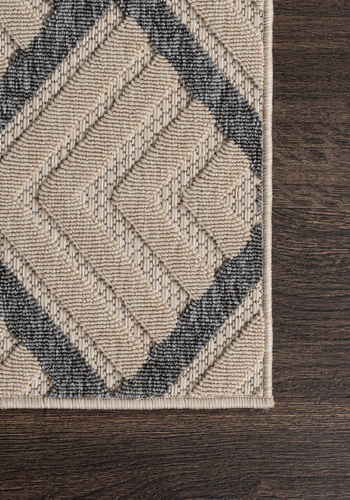 TEPPICH Beige In-Outdoor Geometrisch - Kurzflor Rechteckig - 60 x 100 cm - Anthrazit/Creme, Textil (60/100cm) - Mazovia