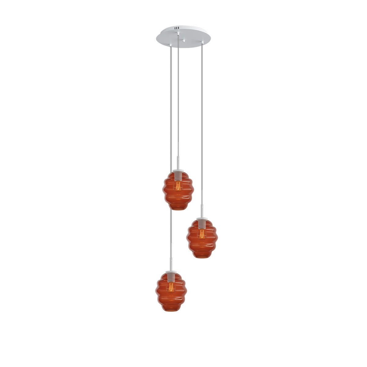 GALERIELEUCHTE Echos 3-flammig Braun Ø 18cm - Braun/Weiß, Glas (18/18/20cm) - s.luce