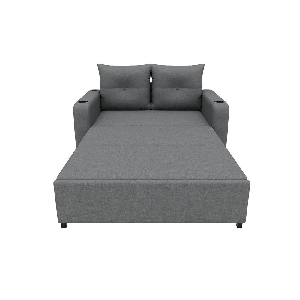 KLAPP-DOPPELSOFA mit Schlaf-Funktion in Grau - Grau, Textil (81/94/131cm) - KOMHTOM